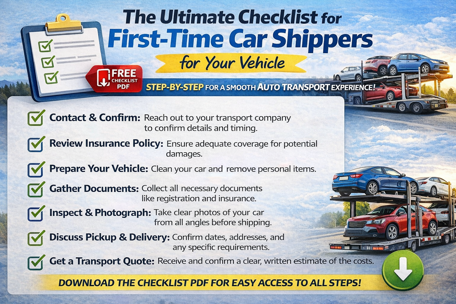 The Ultimate Checklist for First-Time Car Shippers (Auto Transport Guide)